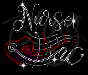 Nurse Heart/Stethoscope Rhinestones