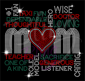 Mom Words Rhinestones