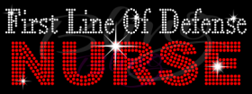 Nurse First Line Of Defense Red Rhinestones