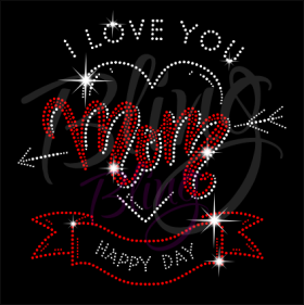 I Love You Mom Happy Day Red Rhinestones