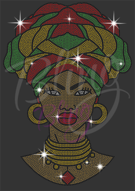 Traditional Girl Head Wrap Over Rhinestones