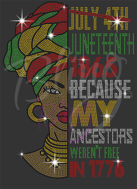 Juneteenth Traditional Girl Head Wrap Over Rhinestones