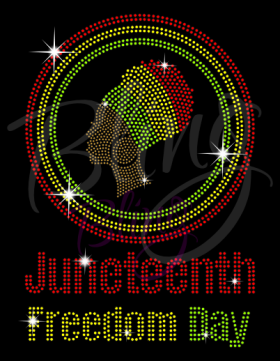 Juneteenth Freedom Day Girl Circle Rhinestones