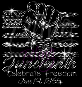 Juneteenth Celebrate Freedom Flag Fist Rhinestones