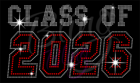 Class Of 2026 Block Rhinestone