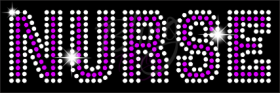 Nurse Word 2 Colors Pink/Clear Rhinestones