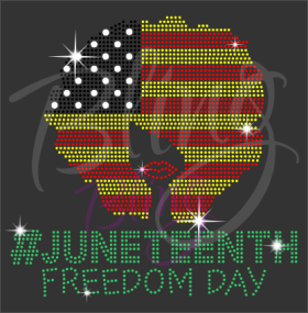 Juneteenth Natural Girl Flag Rhinestones