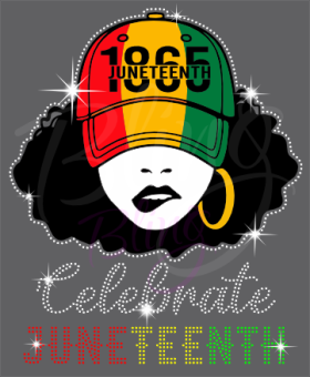 Celebrate Juneteenth Girl With Hat Rhinestones